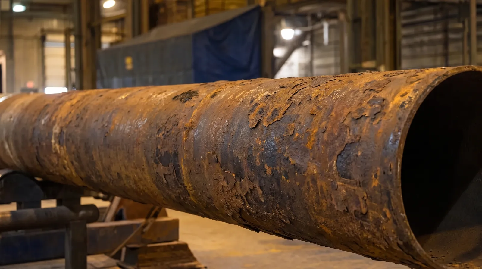 Corroded steel pipe before coating